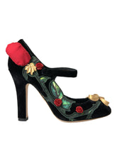 Dolce & Gabbana Black Roses Crystal Brooch Mary Jane Shoes -   -  Dolce & Gabbana.